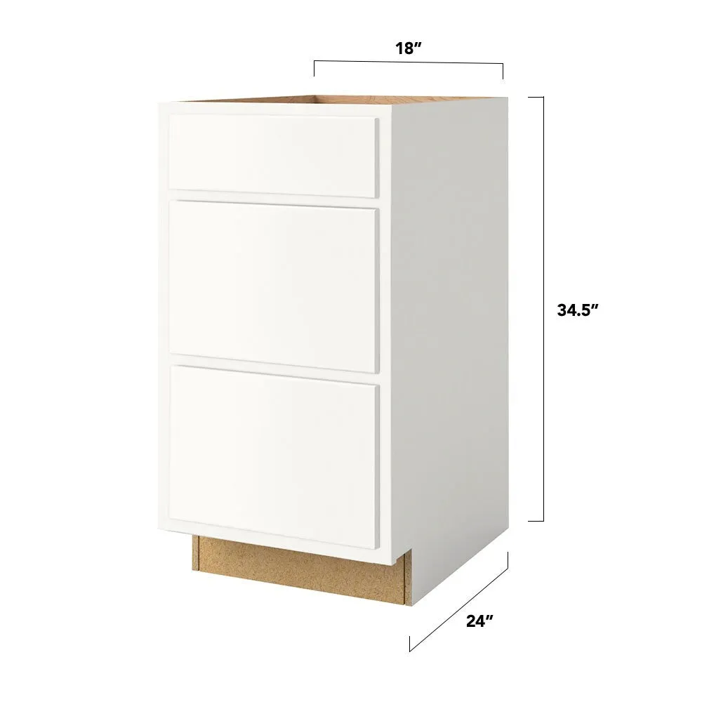 Shenandoah PRO Express Breckenridge 18-in W x 34.5-in H x 24-in D Linen Partial Overlay 3-Drawer Base Fully Assembled Plywood Cabinet, photo 4 of 13