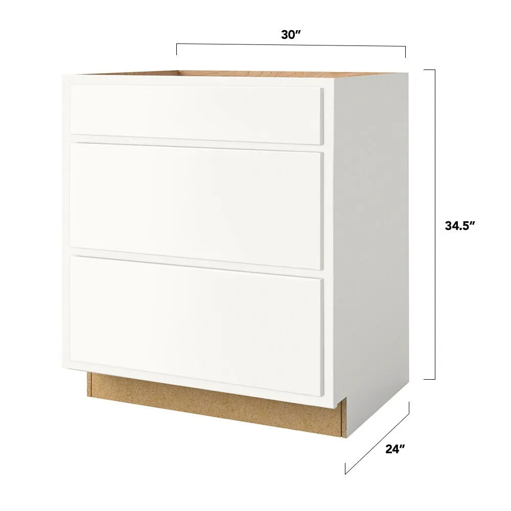 Shenandoah PRO Express Breckenridge 30-in W x 34.5-in H x 24-in D Linen Partial Overlay 3-Drawer Base Fully Assembled Plywood Cabinet, photo 4 of 13
