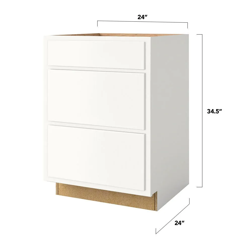Shenandoah PRO Express Breckenridge 24-in W x 34.5-in H x 24-in D Linen Partial Overlay Maple 3-Drawer Base Fully Assembled Plywood Cabinet (Recessed Panel Style), photo 4 of 13