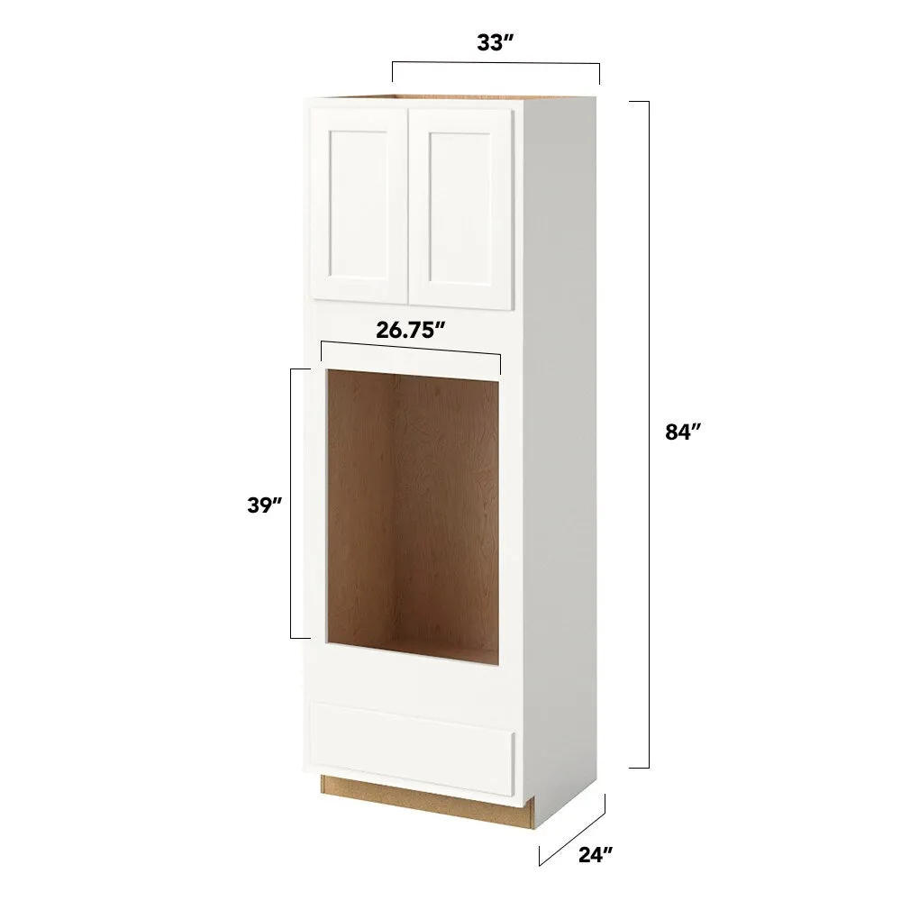 Shenandoah PRO Express Breckenridge 33-in W x 84-in H x 24-in D Linen Partial Overlay 1-Drawer Double Oven Base Fully Assembled Plywood Cabinet (Recessed Panel Shaker Style), photo 4 of 13