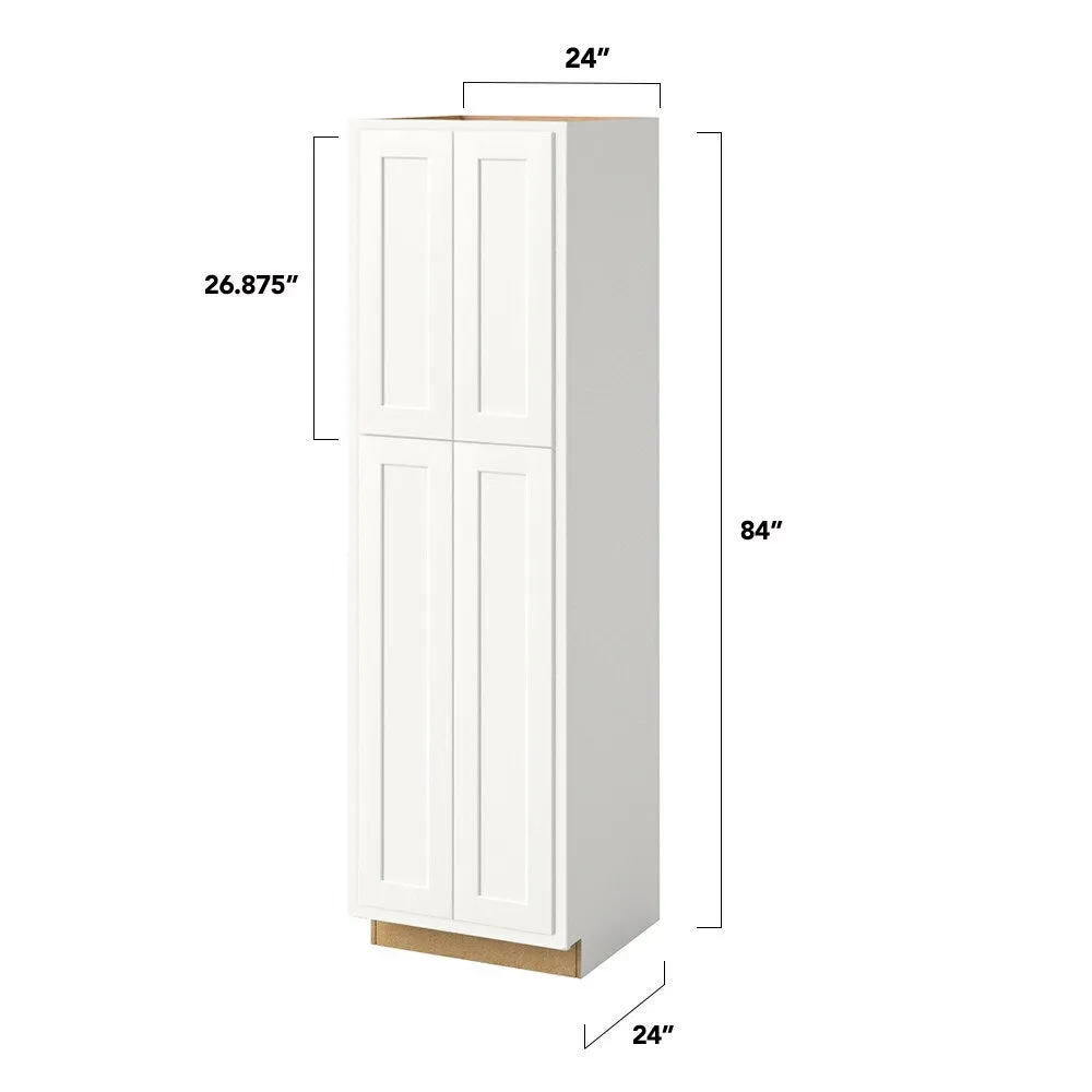 Shenandoah PRO Express Breckenridge 24-in W x 84-in H x 24-in D Linen Partial Overlay Pantry Fully Assembled Plywood Cabinet (Recessed Panel Shaker Door Style), photo 4 of 13