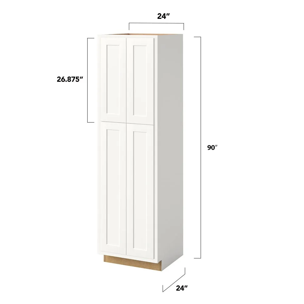 Shenandoah PRO Express Breckenridge 24-in W x 90-in H x 24-in D Linen Partial Overlay Pantry Fully Assembled Plywood Cabinet (Recessed Panel Shaker Door Style), photo 4 of 13