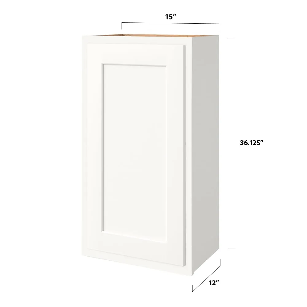 Shenandoah PRO Express Breckenridge 15-in W x 36.125-in H x 12-in D Linen Partial Overlay Wall Fully Assembled Plywood Cabinet (Recessed Panel Shaker Door Style), photo 4 of 13