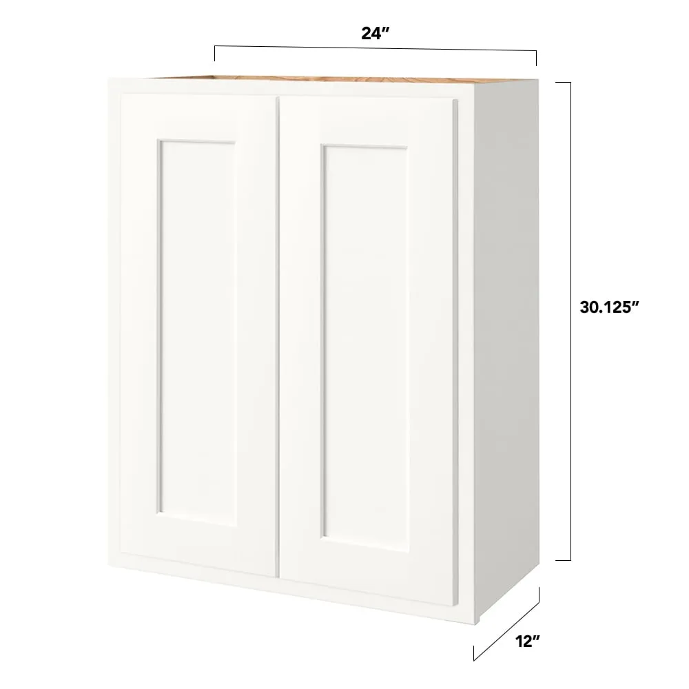 Shenandoah PRO Express Breckenridge 24-in W x 30.125-in H x 12-in D Linen Partial Overlay Wall Fully Assembled Plywood Cabinet (Recessed Panel Shaker Door Style), photo 4 of 13
