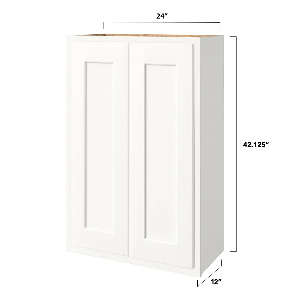 Shenandoah PRO Express Breckenridge 24-in W x 42.125-in H x 12-in D Linen Partial Overlay Wall Fully Assembled Plywood Cabinet (Recessed Panel Shaker Door Style), photo 4 of 13