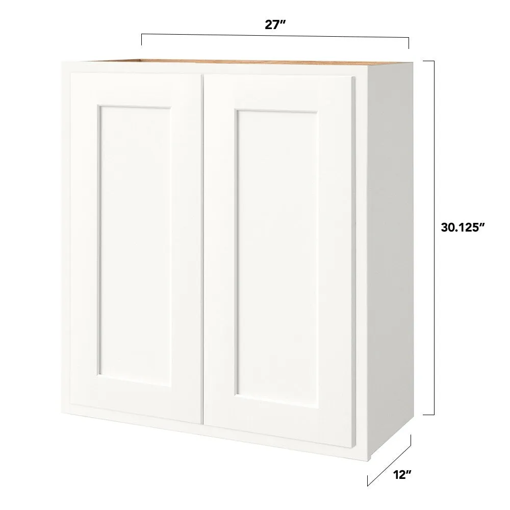 Shenandoah PRO Express Breckenridge 27-in W x 30.125-in H x 12-in D Linen Partial Overlay Wall Fully Assembled Plywood Cabinet (Recessed Panel Shaker Door Style), photo 4 of 13
