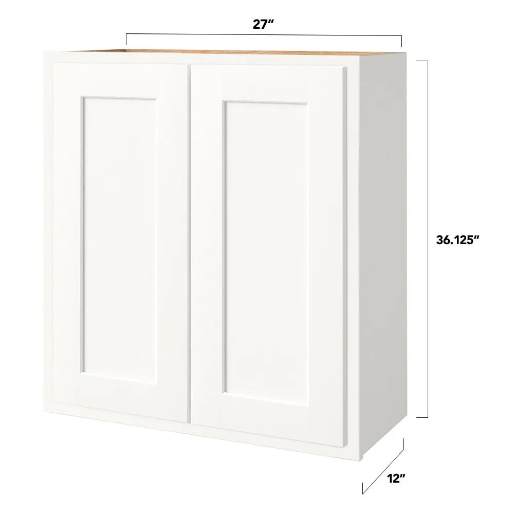 Shenandoah PRO Express Breckenridge 27-in W x 36.125-in H x 12-in D Linen Partial Overlay Wall Fully Assembled Plywood Cabinet (Recessed Panel Shaker Door Style), photo 4 of 13