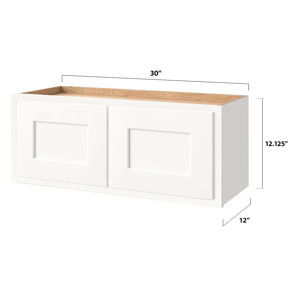 Shenandoah PRO Express Breckenridge 30-in W x 12.125-in H x 12-in D Linen Partial Overlay Wall Fully Assembled Plywood Cabinet (Recessed Panel Shaker Door Style), photo 4 of 13