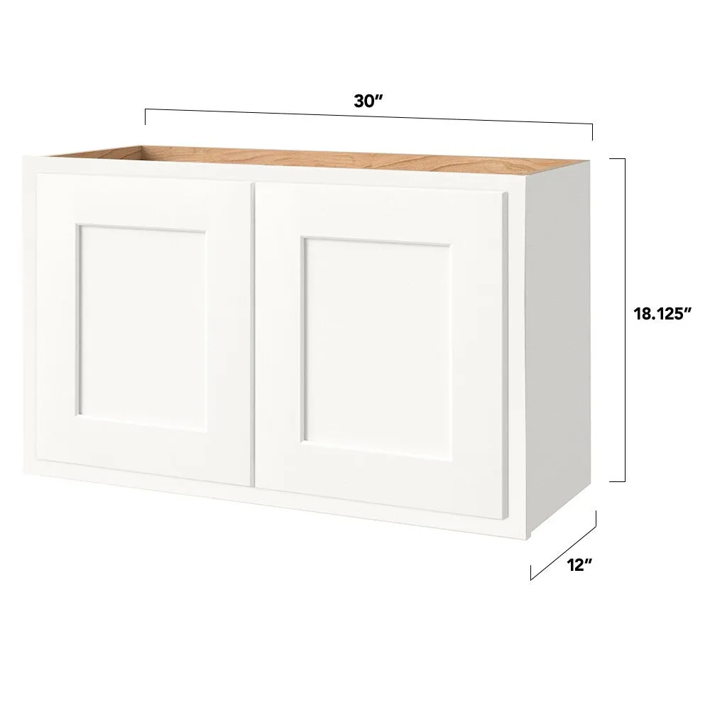 Shenandoah PRO Express Breckenridge 30-in W x 18.125-in H x 12-in D Linen Partial Overlay Wall Fully Assembled Plywood Cabinet (Recessed Panel Shaker Door Style), photo 4 of 13