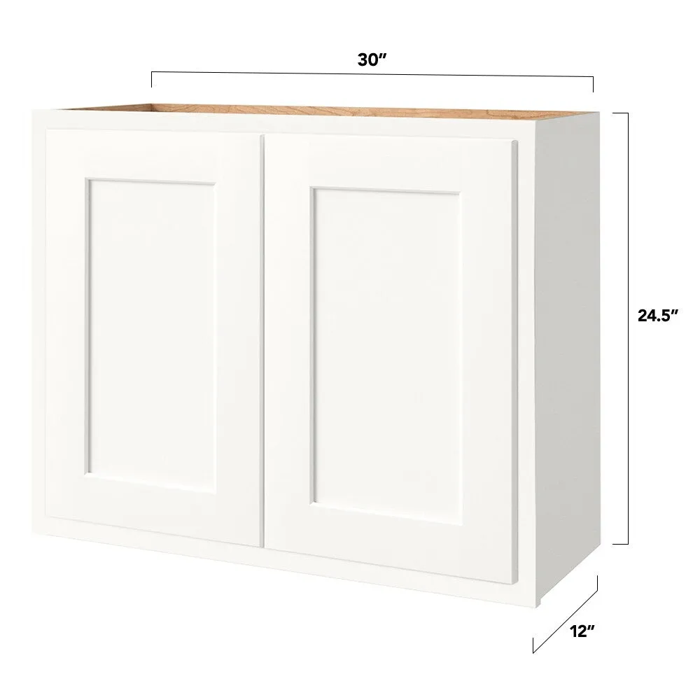 Shenandoah PRO Express Breckenridge 30-in W x 24.5-in H x 12-in D Linen Partial Overlay Wall Fully Assembled Plywood Cabinet (Recessed Panel Shaker Door Style), photo 4 of 13