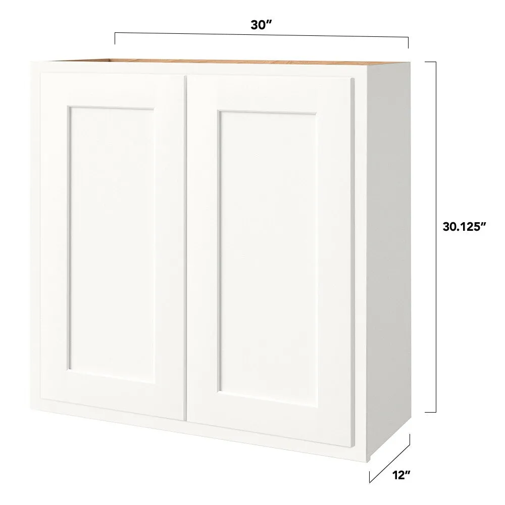 Shenandoah PRO Express Breckenridge 30-in W x 30.125-in H x 12-in D Linen Partial Overlay Wall Fully Assembled Plywood Cabinet (Recessed Panel Shaker Door Style), photo 4 of 13