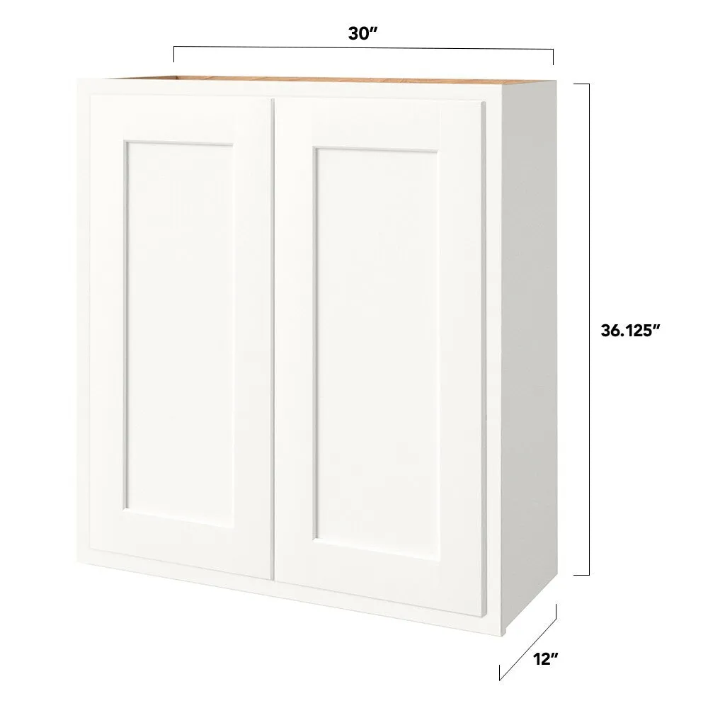 Shenandoah PRO Express Breckenridge 30-in W x 36.125-in H x 12-in D Linen Partial Overlay Wall Fully Assembled Plywood Cabinet (Recessed Panel Shaker Door Style), photo 4 of 13