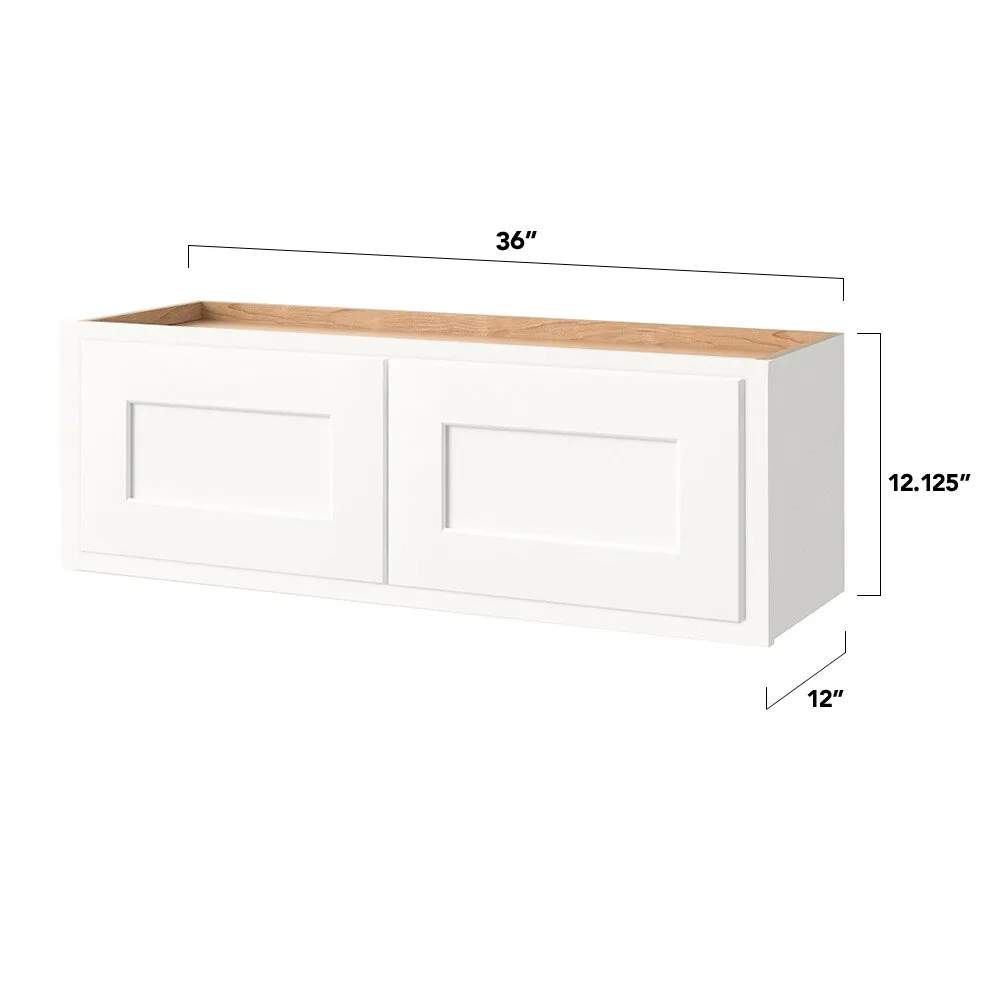 Shenandoah PRO Express Breckenridge 36-in W x 12.125-in H x 12-in D Linen Partial Overlay Wall Fully Assembled Plywood Cabinet (Recessed Panel Shaker Door Style), photo 4 of 13