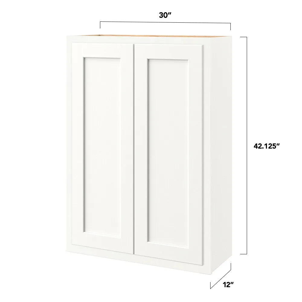 Shenandoah PRO Express Breckenridge 30-in W x 42.125-in H x 12-in D Linen Partial Overlay Wall Fully Assembled Plywood Cabinet (Recessed Panel Shaker Door Style), photo 4 of 12