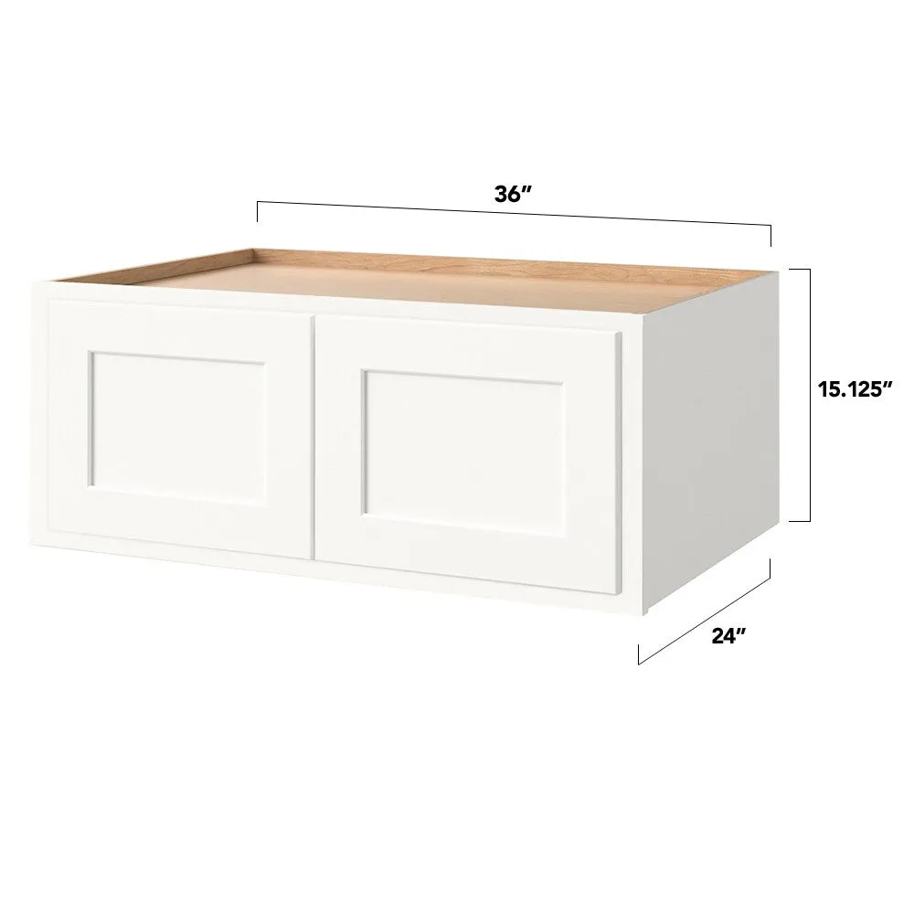 Shenandoah PRO Express Breckenridge 36-in W x 15.125-in H x 24-in D Linen Partial Overlay Wall Fully Assembled Plywood Cabinet (Recessed Panel Shaker Door Style), photo 4 of 13
