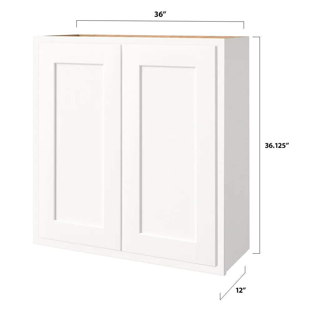 Shenandoah PRO Express Breckenridge 36-in W x 36.125-in H x 12-in D Linen Partial Overlay Wall Fully Assembled Plywood Cabinet (Recessed Panel Shaker Door Style), photo 4 of 13