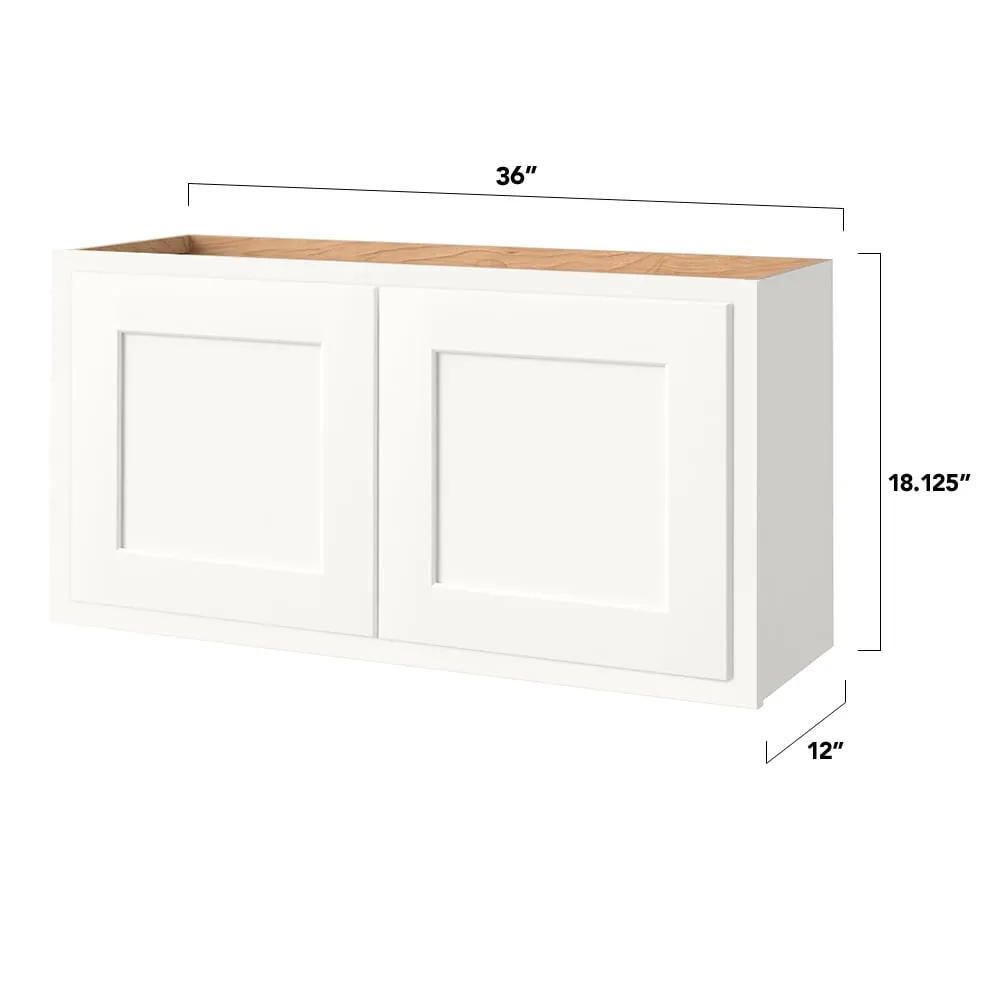Shenandoah PRO Express Breckenridge 36-in W x 18.125-in H x 12-in D Linen Partial Overlay Wall Fully Assembled Plywood Cabinet (Recessed Panel Shaker Door Style), photo 4 of 13
