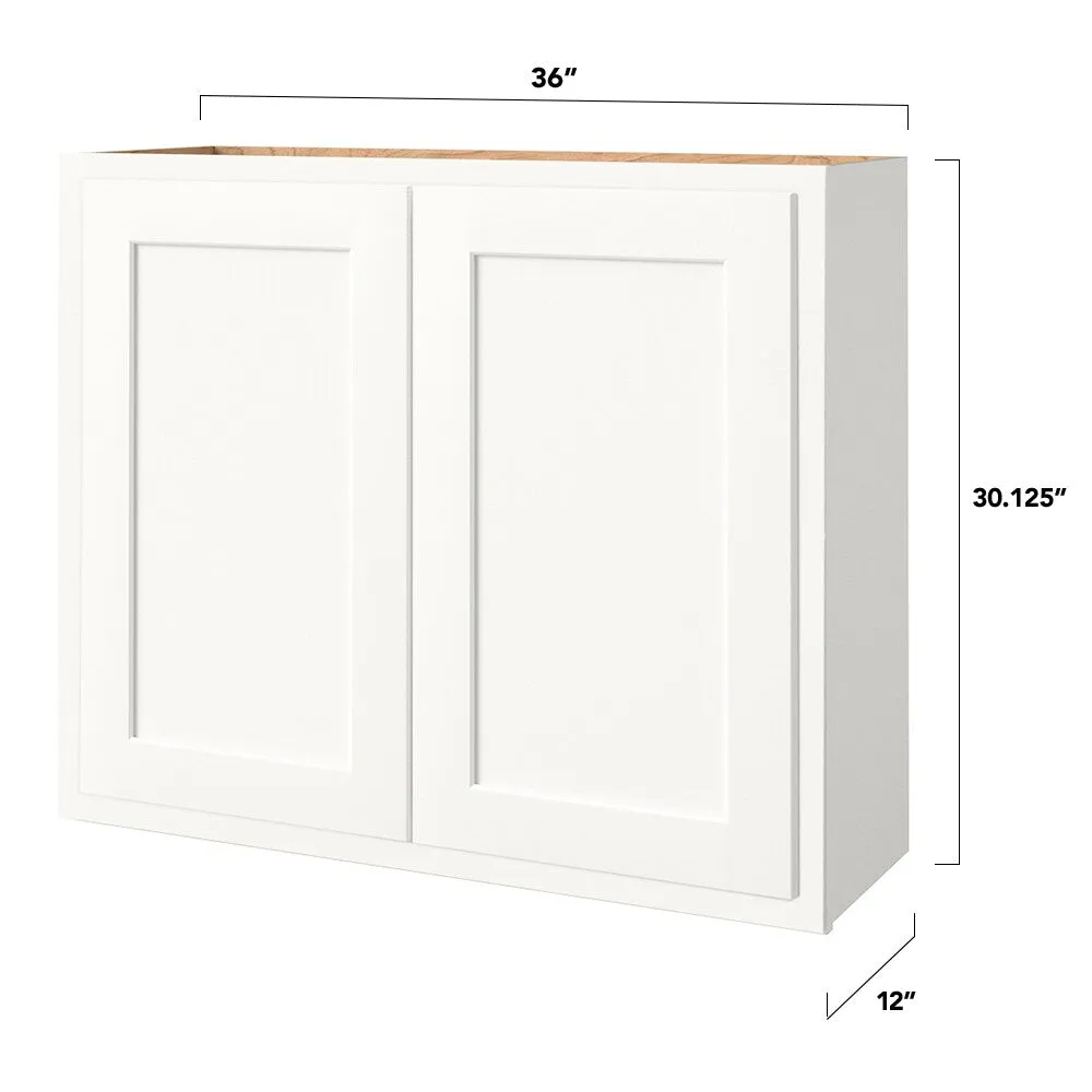 Shenandoah PRO Express Breckenridge 36-in W x 30.125-in H x 12-in D Linen Partial Overlay Wall Fully Assembled Plywood Cabinet (Recessed Panel Shaker Door Style), photo 4 of 13