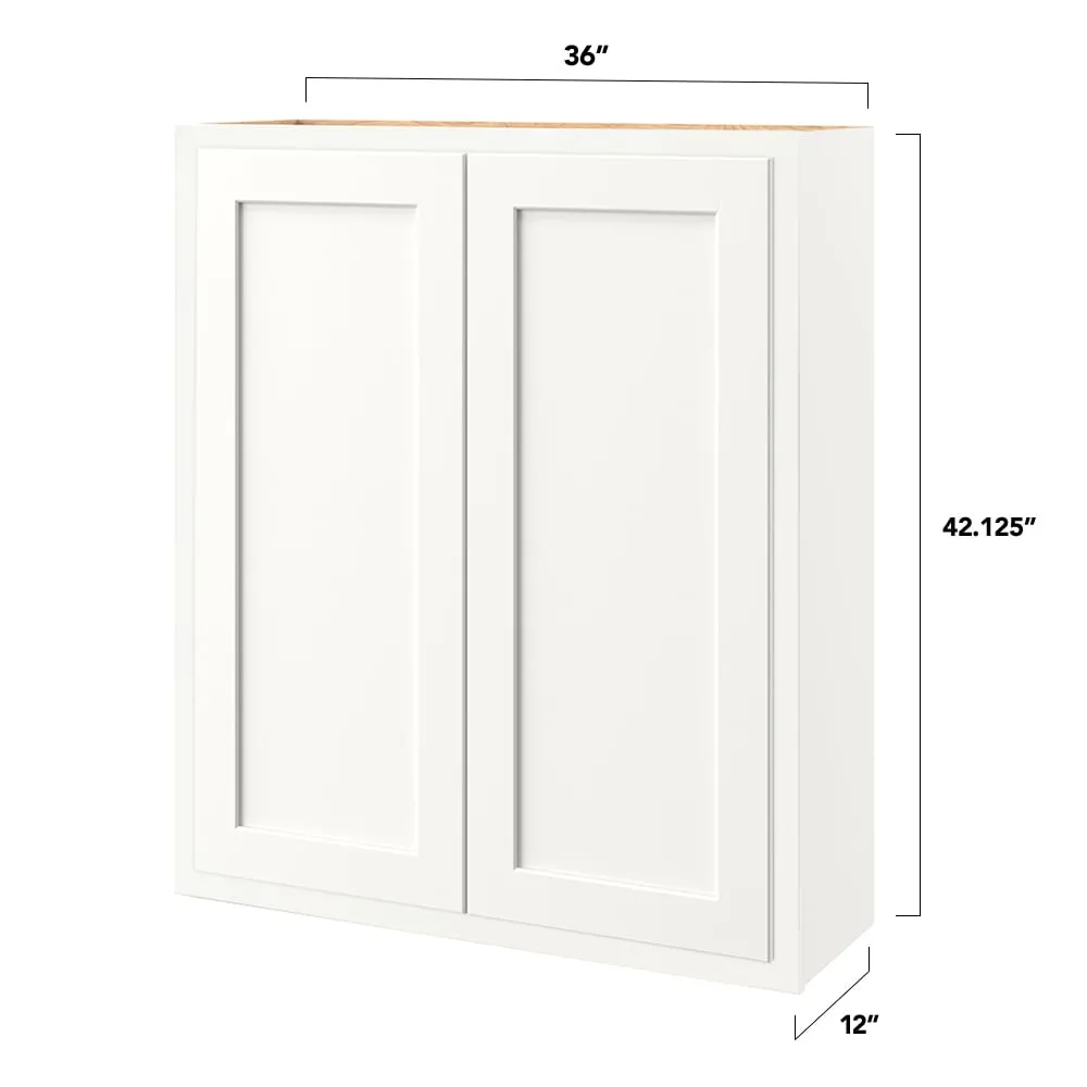 Shenandoah PRO Express Breckenridge 36-in W x 42.125-in H x 12-in D Linen Partial Overlay Wall Fully Assembled Plywood Cabinet (Recessed Panel Shaker Door Style), photo 4 of 13