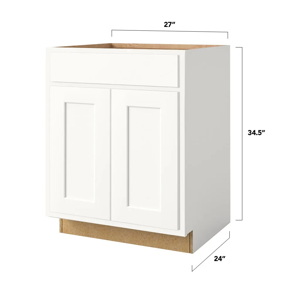 Shenandoah PRO Express Breckenridge 27-in W x 34.5-in H x 24-in D Linen Partial Overlay 1-Drawer Base Fully Assembled Plywood Cabinet (Recessed Panel Shaker Style), photo 4 of 13