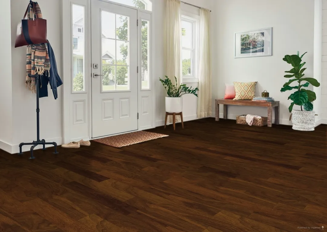 Bruce Turlington Lock and Fold Autumn Brown Walnut 5-in W x 3/8-in T x 60-in Smooth/Traditional Engineered Hardwood Flooring (22-sq ft / Carton), photo 3 of 5