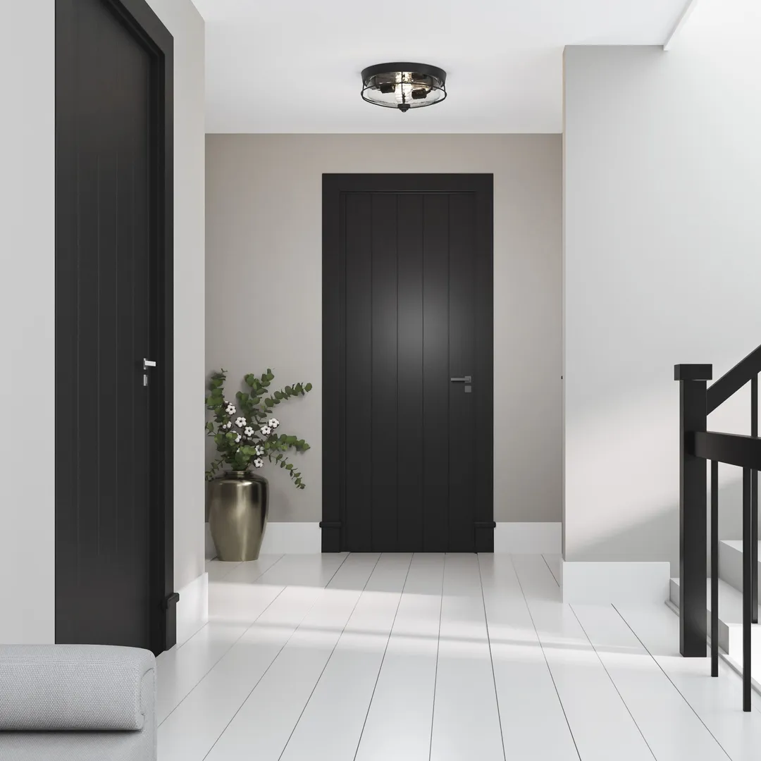 Portfolio Valdara 14.88-in Matte Black Industrial Flush Mount Light, photo 14 of 15