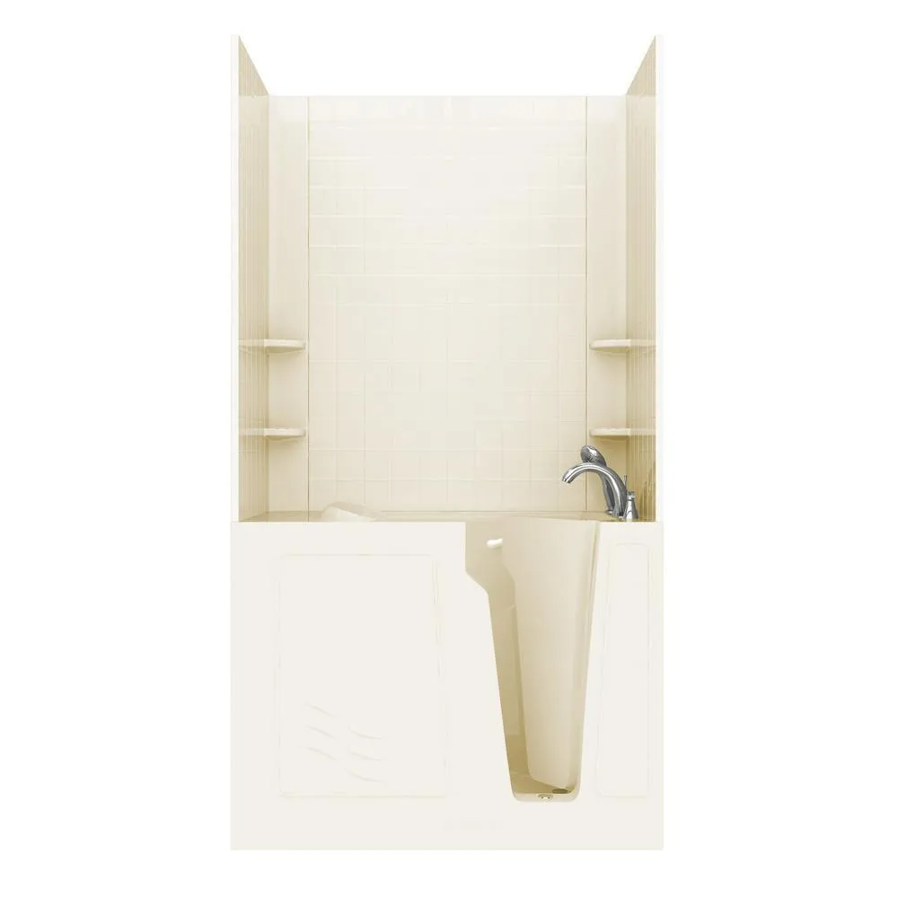 Rampart Nova Heated 5 ft. Walk-in Whirlpool Bathtub with 6 in. Tile Easy Up Adhesive Wall Surround in Biscuit, photo 21 of 33
