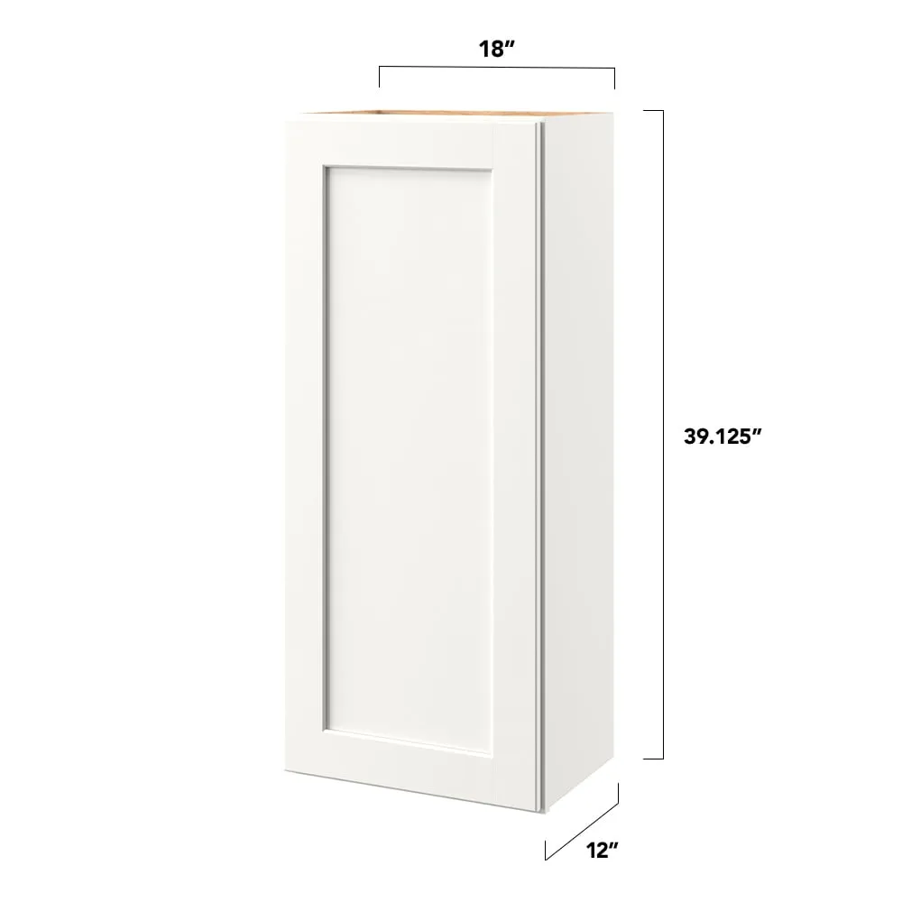 allen + roth Aveley 18-in W x 39.125-in H x 12-in D Linen Wall Fully Assembled Cabinet (Flat Panel Shaker Door Style), photo 4 of 7