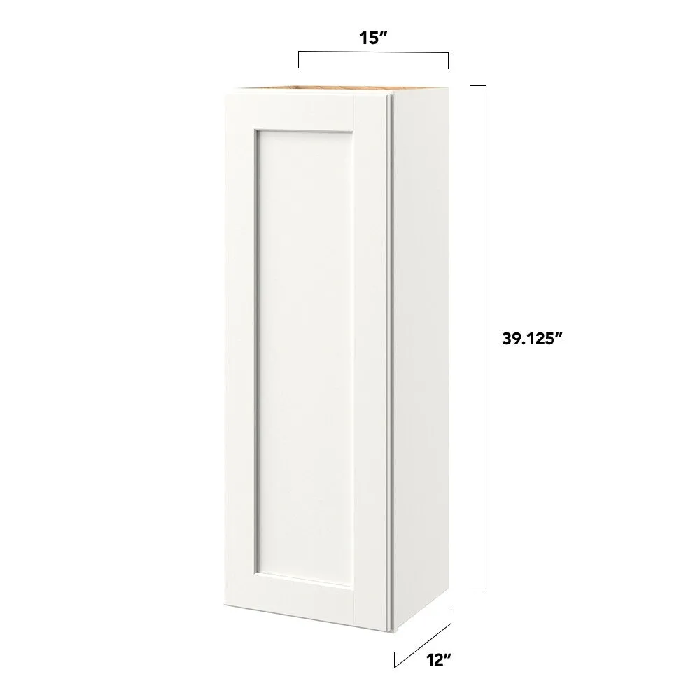 allen + roth Aveley 15-in W x 39.125-in H x 12-in D Linen Wall Fully Assembled Cabinet (Flat Panel Shaker Door Style), photo 4 of 7