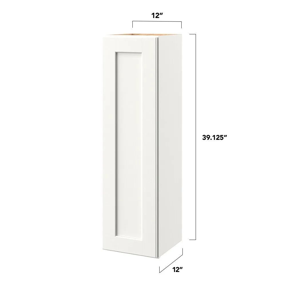 allen + roth Aveley 12-in W x 39.125-in H x 12-in D Linen Wall Fully Assembled Cabinet (Flat Panel Shaker Door Style), photo 4 of 7