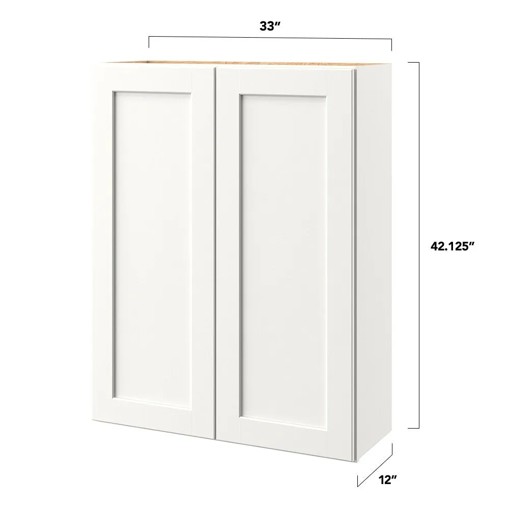 allen + roth Aveley 33-in W x 42.125-in H x 12-in D Linen Wall Fully Assembled Cabinet (Flat Panel Shaker Door Style), photo 4 of 7