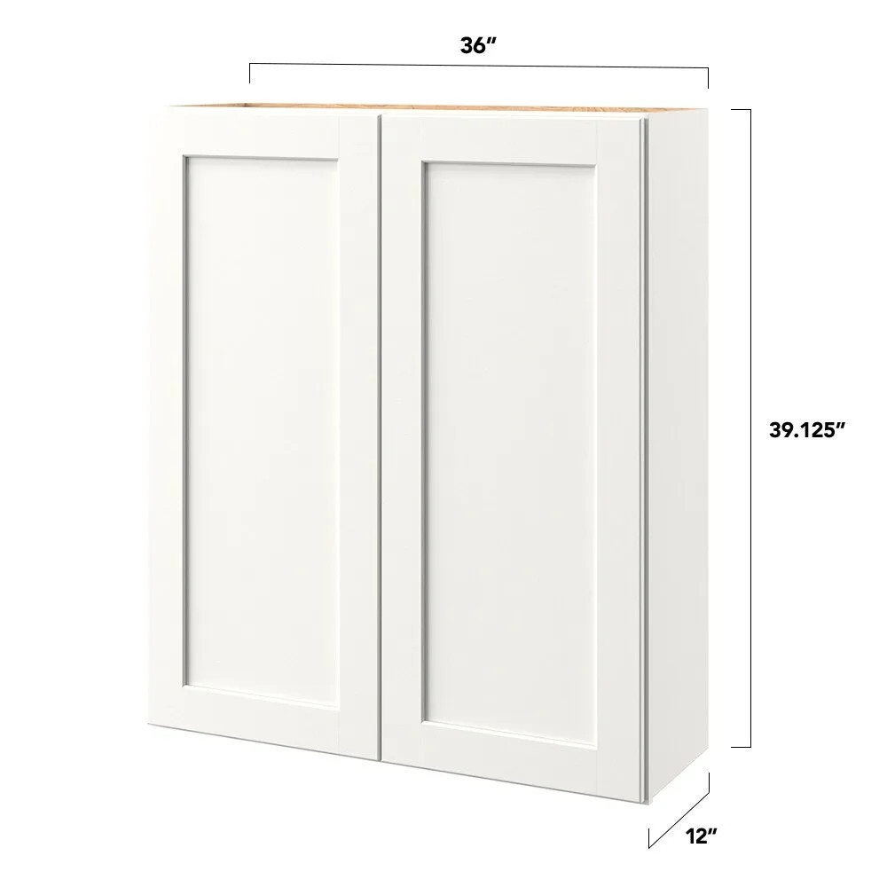 allen + roth Aveley 36-in W x 39.125-in H x 12-in D Linen Wall Fully Assembled Cabinet (Flat Panel Shaker Door Style), photo 4 of 7