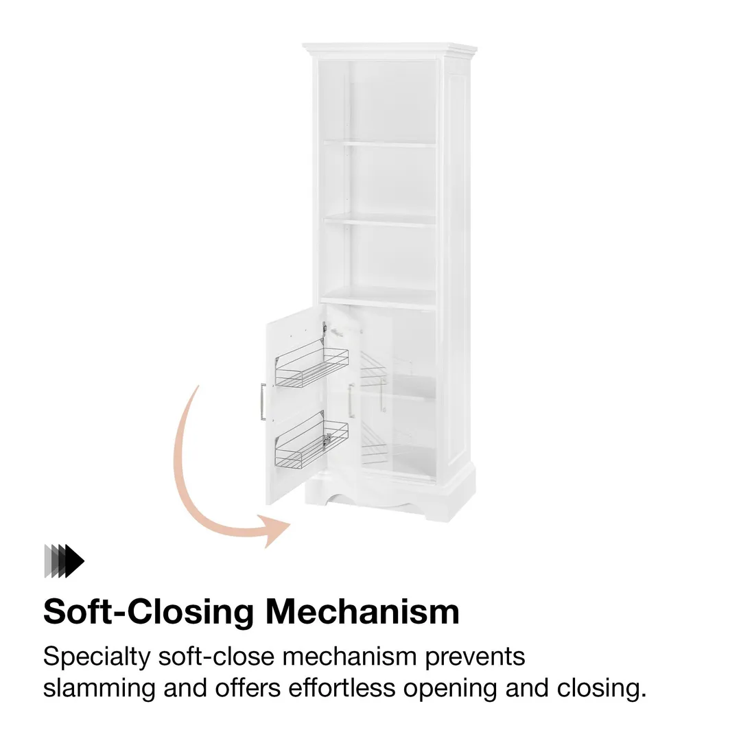 allen + roth Rutherfurd 24-in x 72-in x 15.98-in Swan White Wood Freestanding Soft Close Linen Cabinet, photo 5 of 14