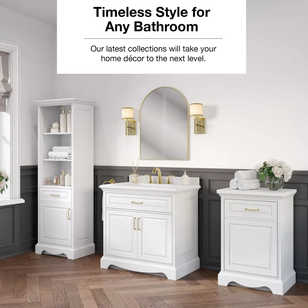 allen + roth Rutherfurd 24-in x 72-in x 15.98-in Swan White Wood Freestanding Soft Close Linen Cabinet, photo 3 of 14