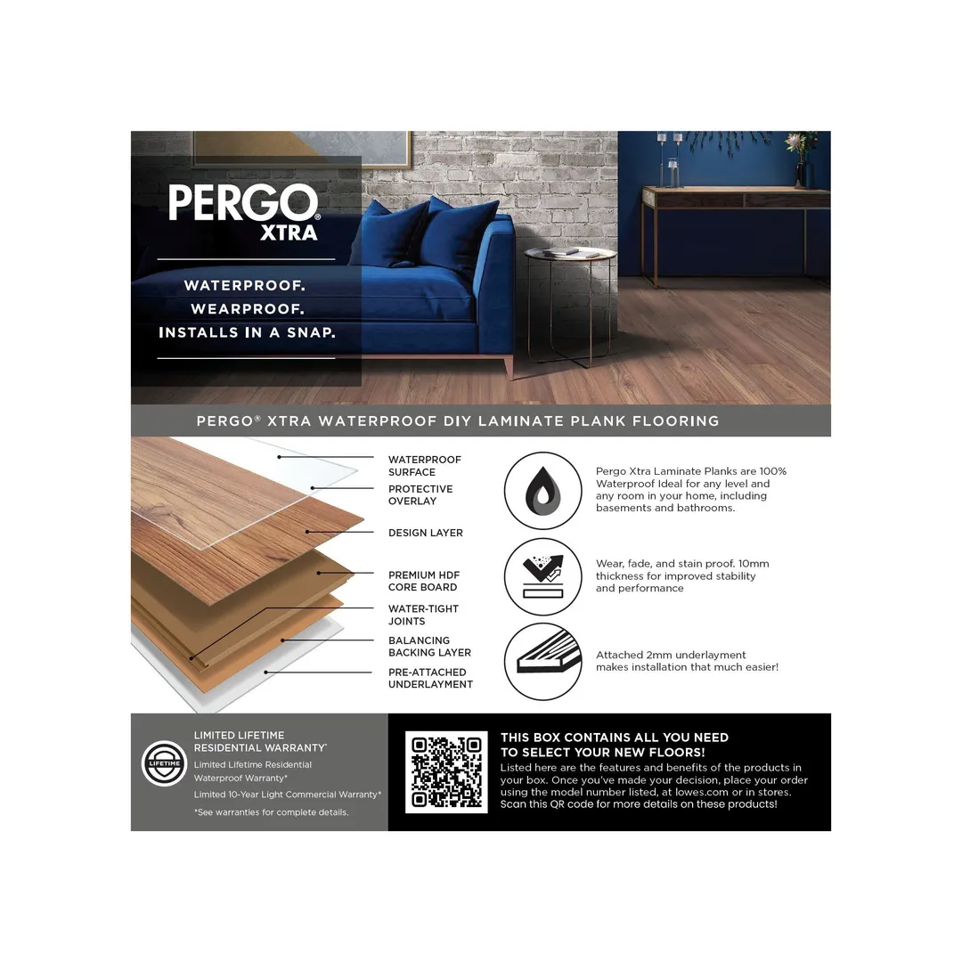 Pergo Xtra Brown Waterproof Laminate Wood Plank Flooring Sample Kit, photo 2 of 5