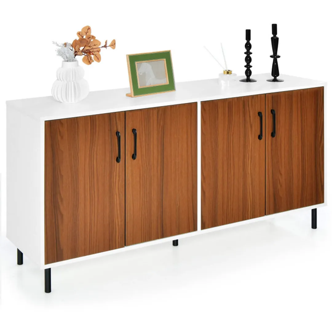 Clihome storage kitchen side cabinet 58-in W x 30-in H x 16-in D White and Brown Base Ready To Assemble Cabinet (Flat Panel Slab Door Style), photo 3 of 10