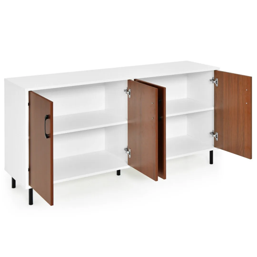 Clihome storage kitchen side cabinet 58-in W x 30-in H x 16-in D White and Brown Base Ready To Assemble Cabinet (Flat Panel Slab Door Style), photo 6 of 10