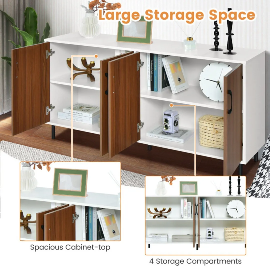 Clihome storage kitchen side cabinet 58-in W x 30-in H x 16-in D White and Brown Base Ready To Assemble Cabinet (Flat Panel Slab Door Style), photo 10 of 10