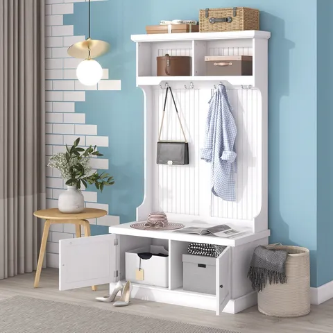 Casual 35.5-in White Wood Hall Tree