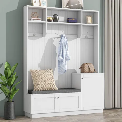 Casual 59-in White Wood Hall Tree