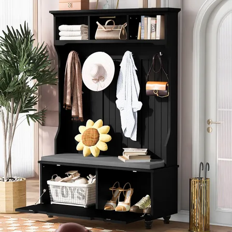 Casual 47.2-in Black Wood Hall Tree