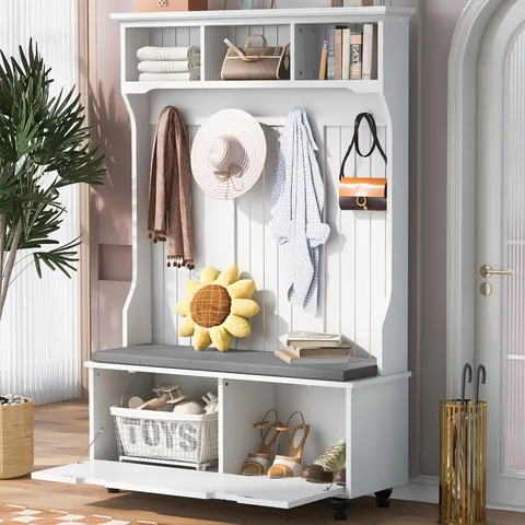 Casual 47.2-in White Wood Hall Tree