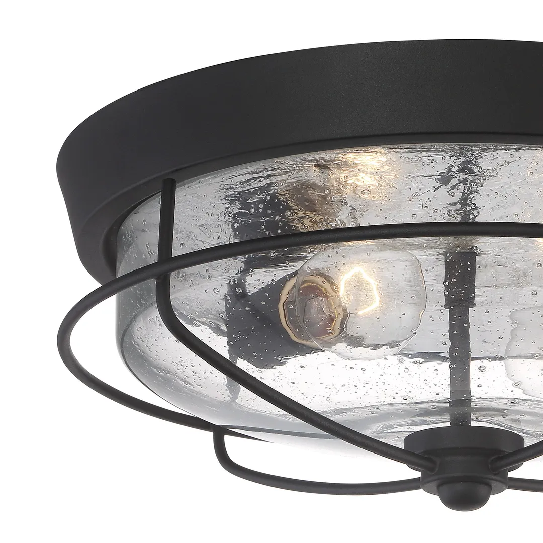 Portfolio Valdara 14.88-in Matte Black Industrial Flush Mount Light, photo 10 of 15