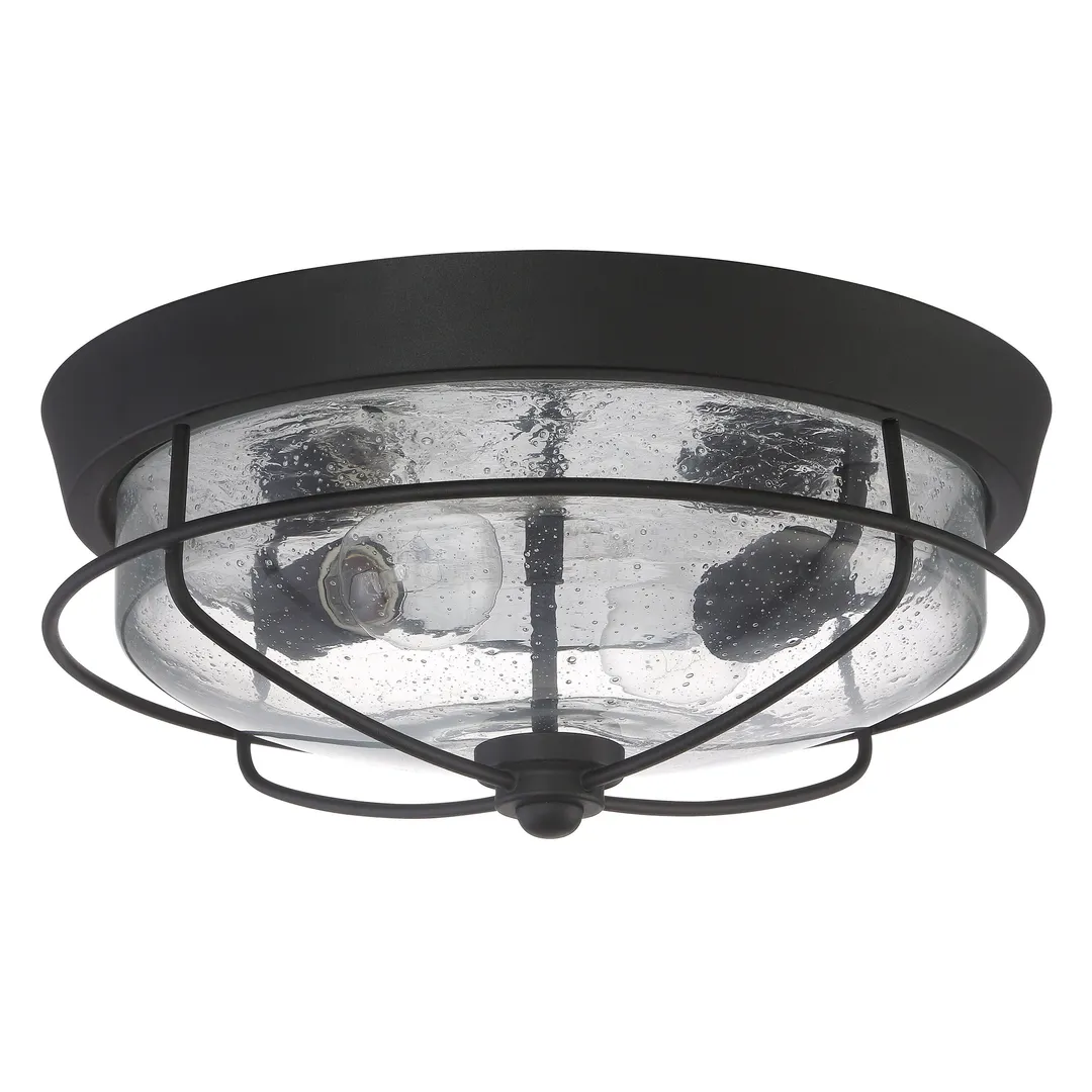 Portfolio Valdara 14.88-in Matte Black Industrial Flush Mount Light, photo 9 of 15