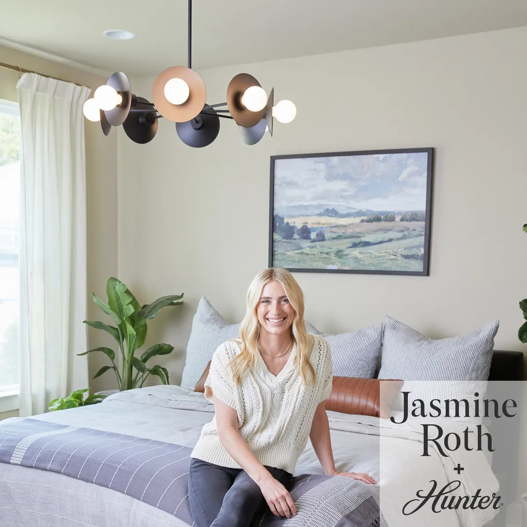 Hunter Fernando 8-Light Matte Black Modern/ContemporaryBare Bulb Chandelier, photo 3 of 9