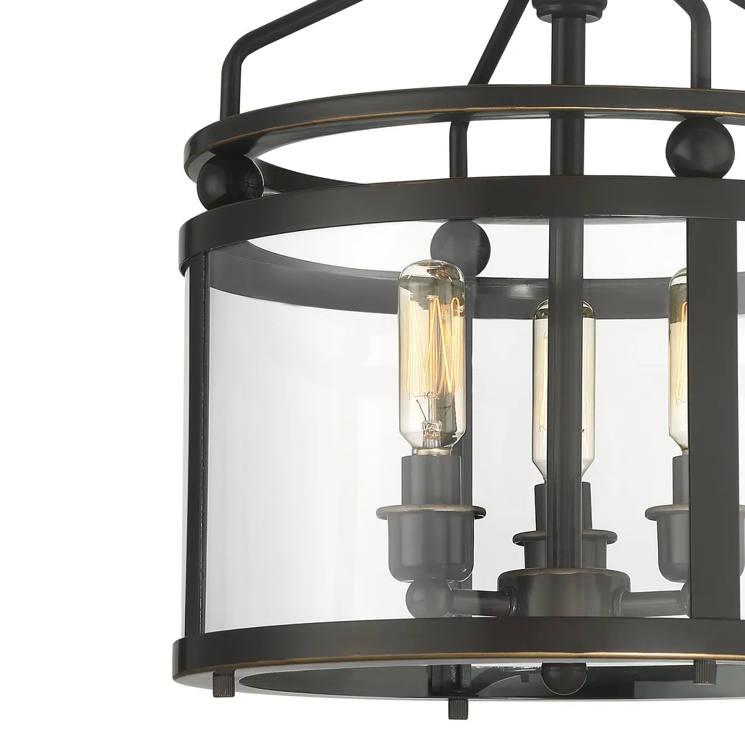 Quoizel Norfolk 11.87-in Oil Rubbed Bronze Transitional Semi-Flush Mount Light, photo 8 of 11
