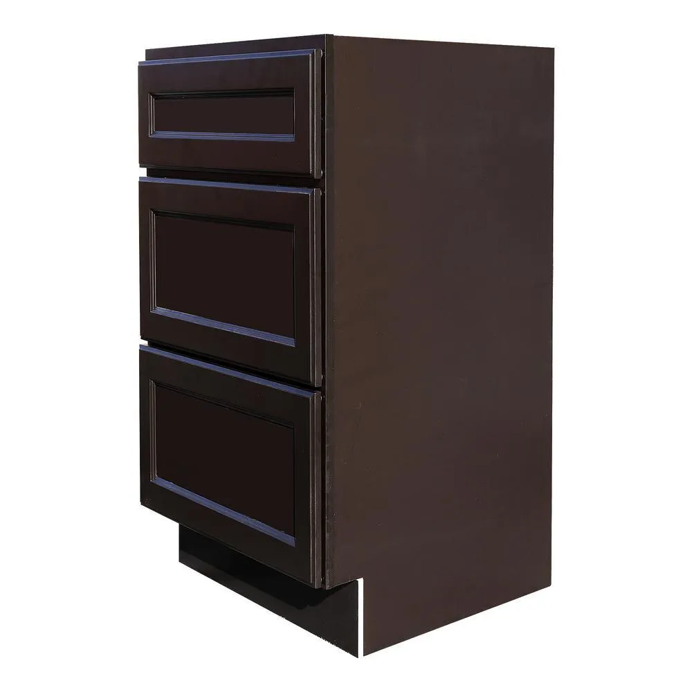 Newport Ready to Assemble 18x34.5x24 in. Base Cabinet with 3-Drawers in Dark Espresso, photo 2 of 5