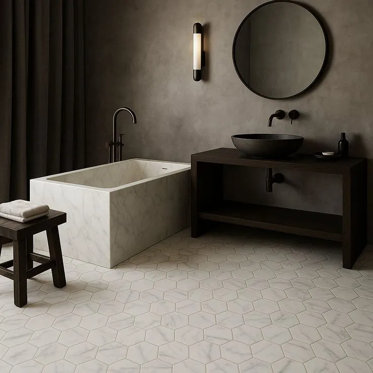 Lifeproof Carrara 10 in. x 12 in. x 6.35mm Ceramic Hexagon Mosaic Floor and Wall Tile (0.81 sq. ft. / piece), photo 2 of 5