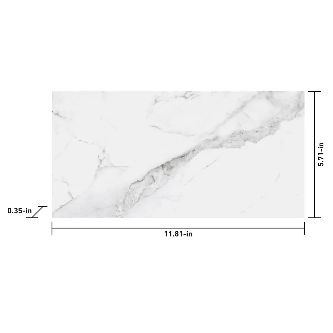 Satori Regent Statuario 6-in x 12-in Polished Porcelain Marble Look Floor and Wall Tile (0.47-sq. ft/ Piece), photo 8 of 9