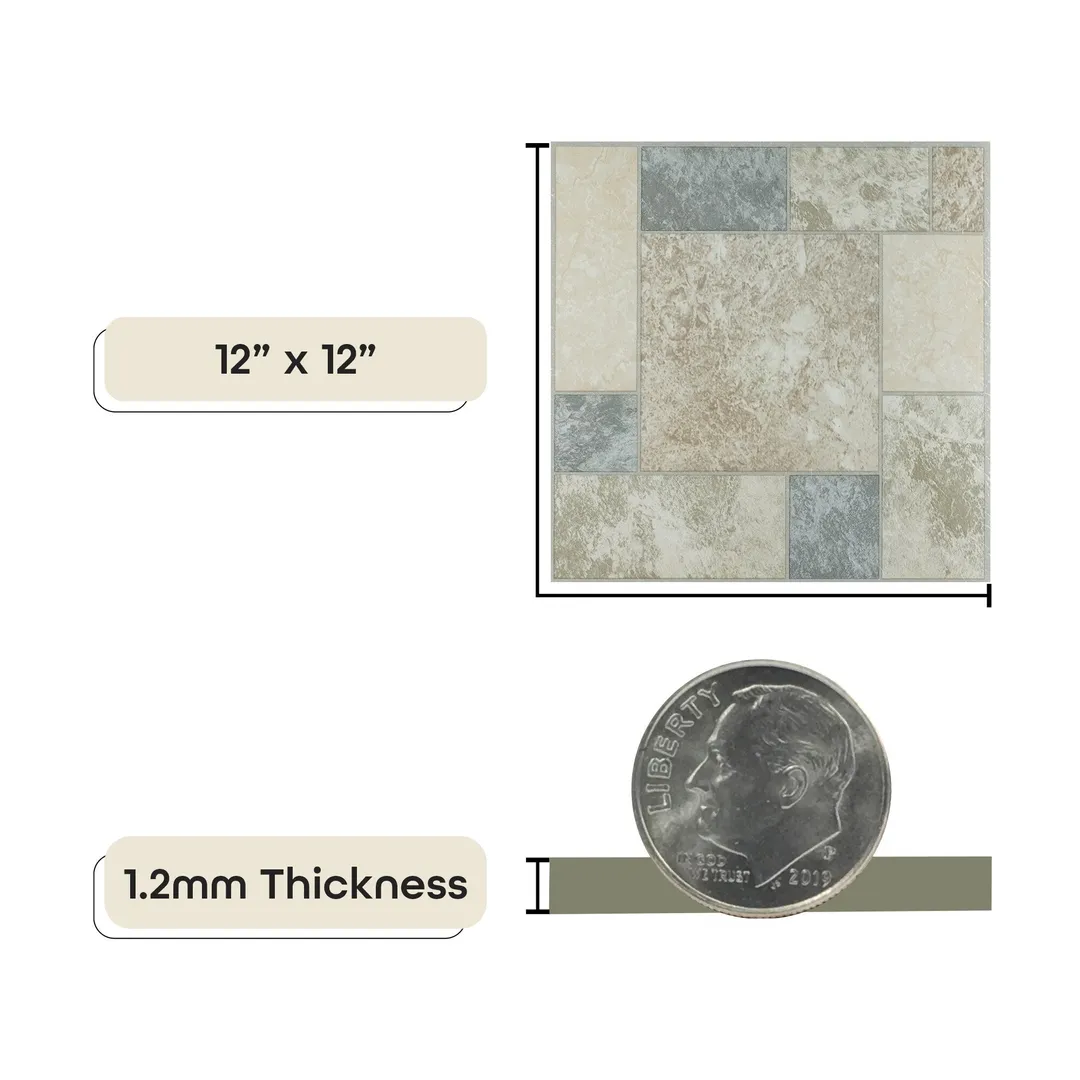 Achim Tivoli Marble Block 12-in x 12-in Peel-and-Stick Vinyl Tile Flooring, 45-sq ft Carton, photo 7 of 8